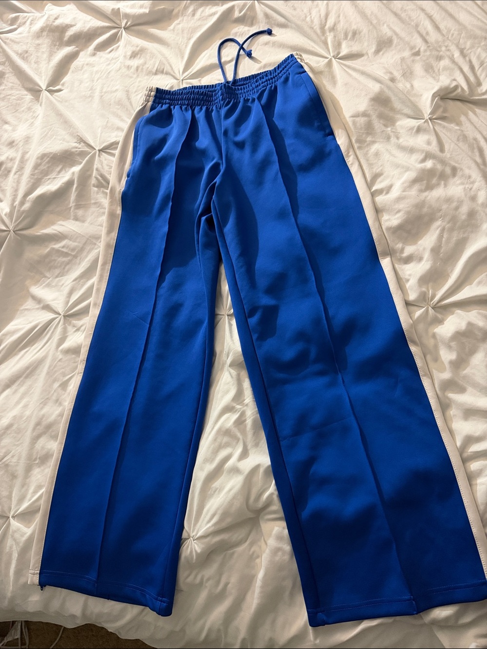 SKIMS Cobalt Blue Track Pants with White Side Panels